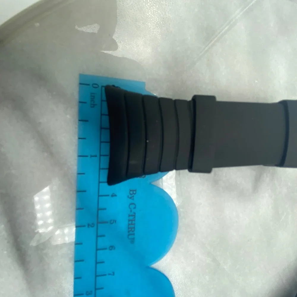 Sunto Core Mens 28mm Watch Band Black Silicone Rubber Ribbed‎ Sport Strap Pins
